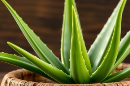 Aloe vera növény, bőrnyugtató és regeneráló tulajdonságokkal.