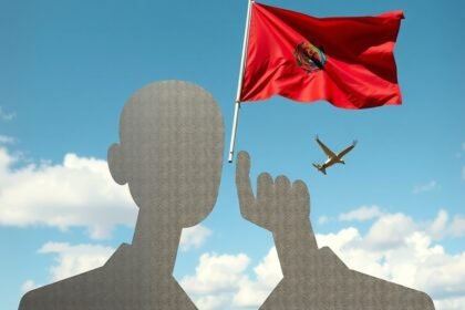 Kettős állampolgárságról szóló illusztráció egy repülőgéppel és zászlóval