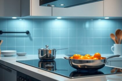 Elektromos főzőlap és friss hozzávalók egy modern konyhában