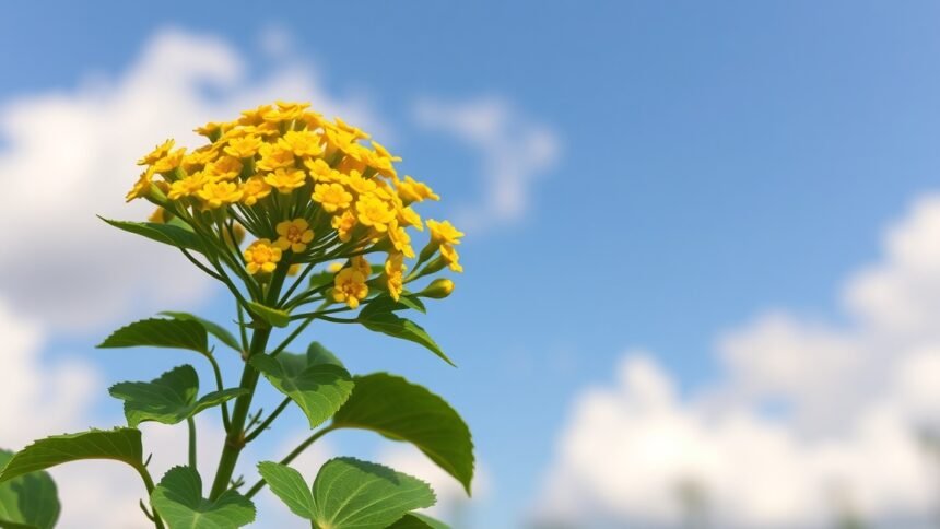 Orbáncfű virág a kék égen, természetes gyógymód