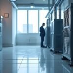 Modern fan-coil fűtési és hűtési rendszerek egy épületben.