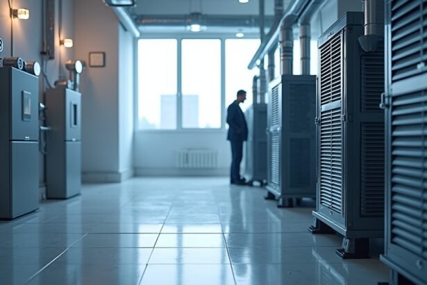 Modern fan-coil fűtési és hűtési rendszerek egy épületben.