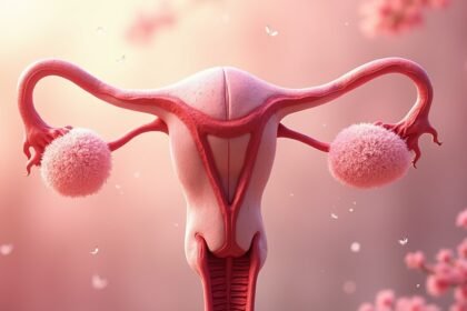 A női reproduktív rendszer illusztrációja progeszteronnal.