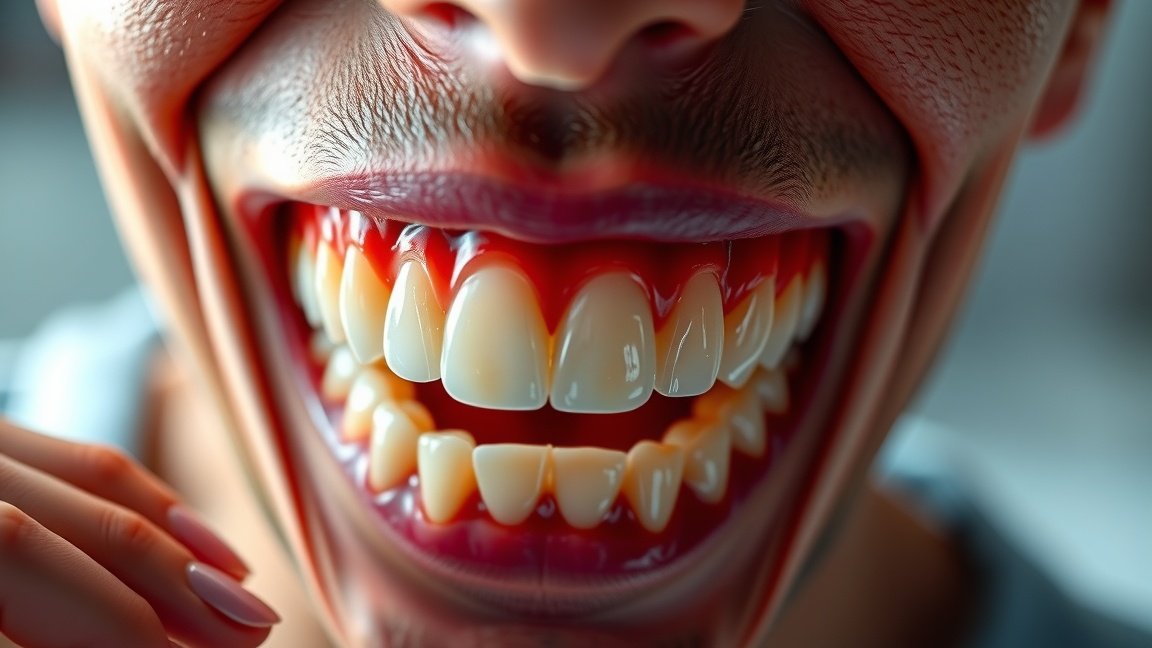 Felnőtt emberi száj, fehér fogakkal, egészséges szájhigiénia.