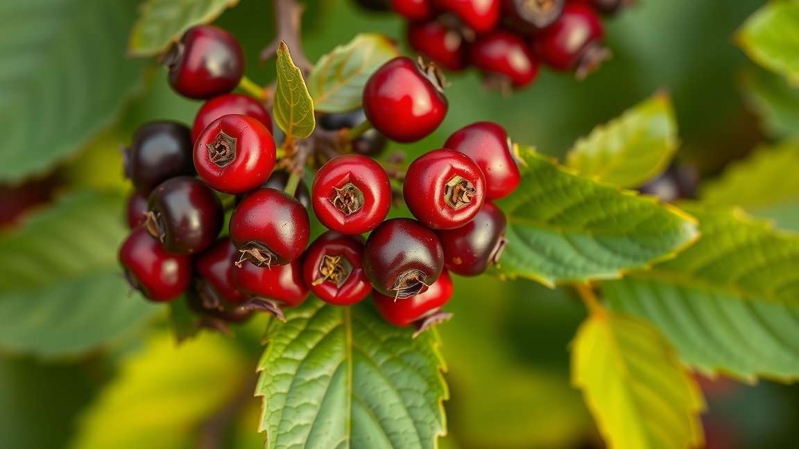 Galagonya bogyók egészséges levelekkel