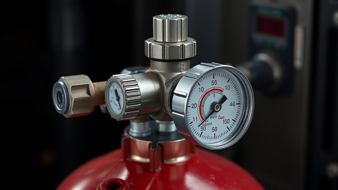 Gázreduktor nyomásmérővel gázpalackon, biztonságos gázellátásért