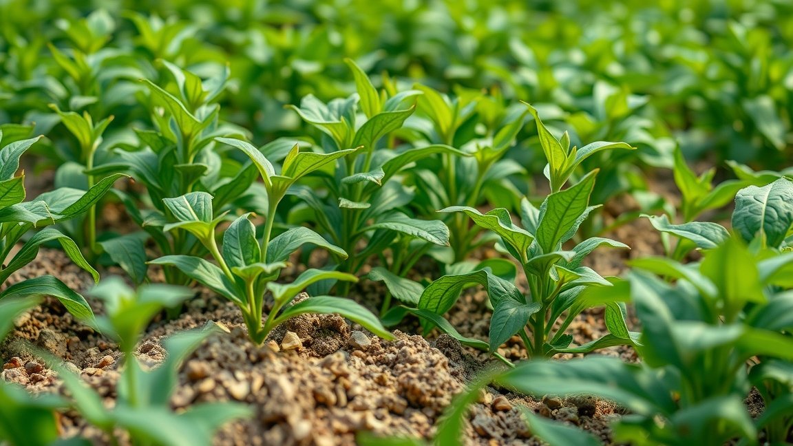 Friss növények a mezőgazdaságban, egészséges növekedés