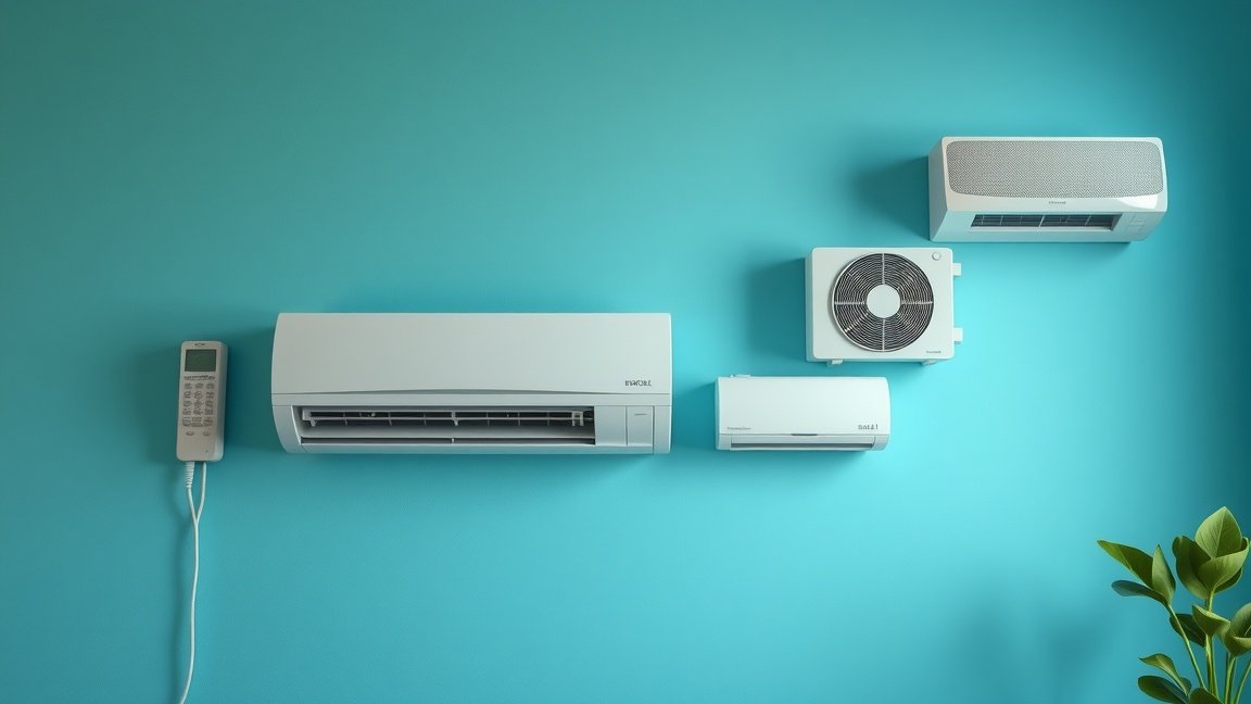 Modern klímaberendezések falon, energiahatékonyságra tervezve