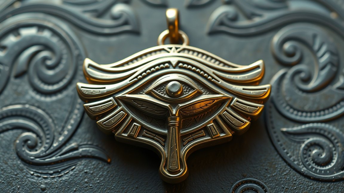 Hórusz szeme amulett ősi egyiptomi szimbolikával