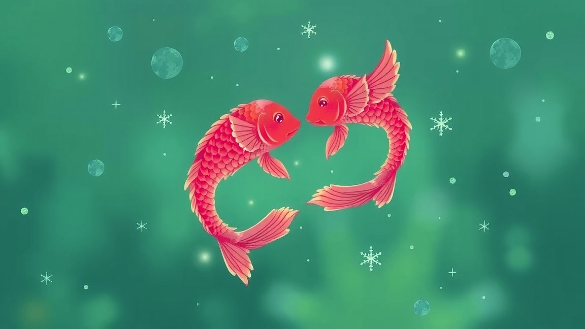 Két vörös hal a Halak horoszkóp jelképeként