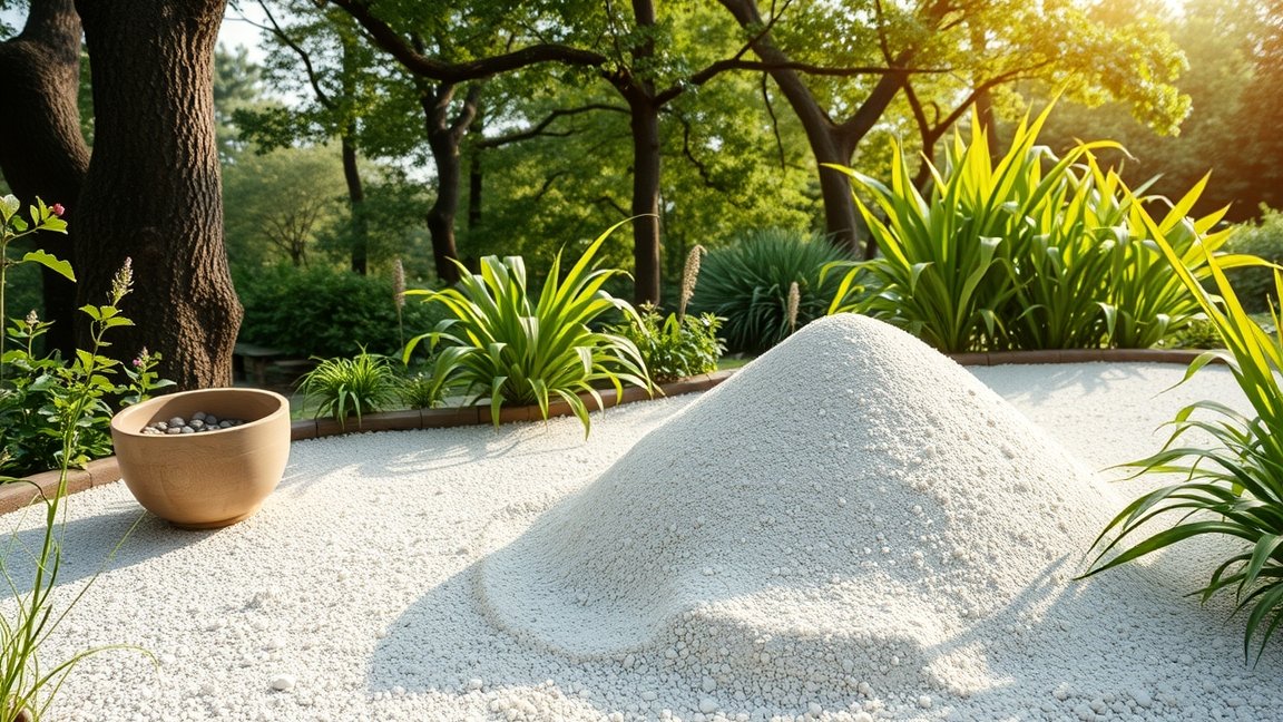 Kovaföld és zöld növények a kertben, természetes ásvány a fenntarthatóságért