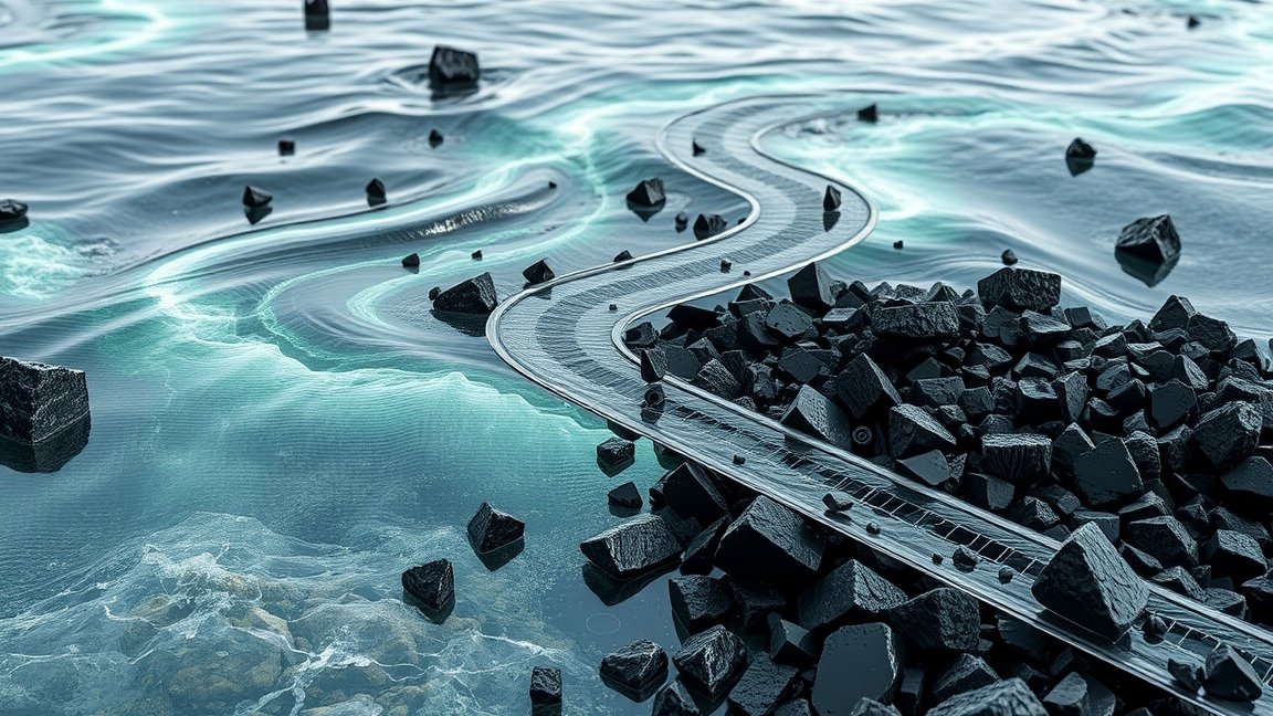 Magnetit kövek és vízfelszín, környezeti hatásokkal