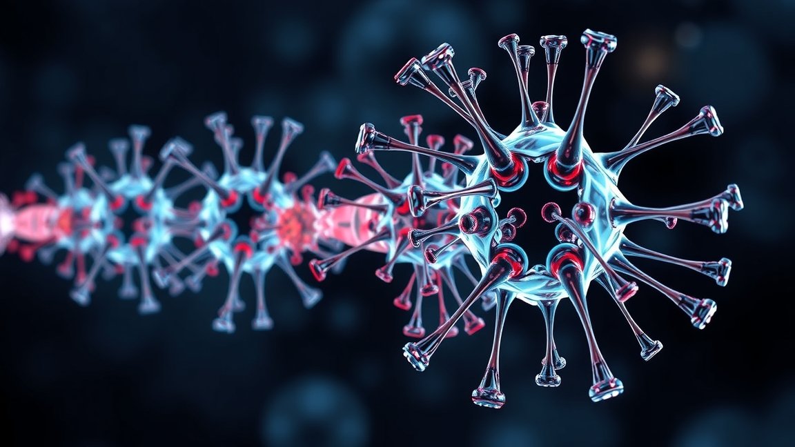 Molekuláris struktúra, amely a Metaxon-10 hatásmechanizmusát szimbolizálja.