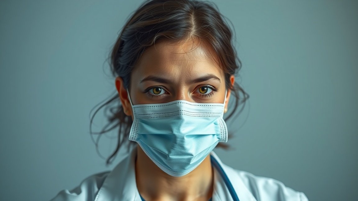 Orvos maszkban, aki egészségügyi tanácsokat ad