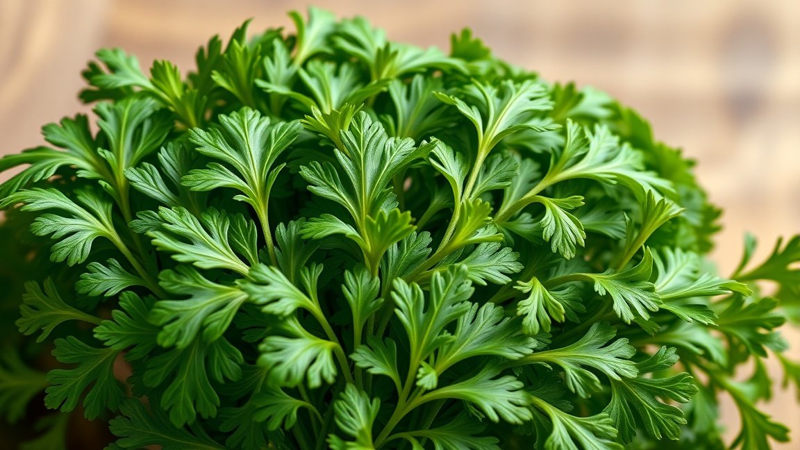 Friss petrezselyem levelek, gazdag tápanyagokban és antioxidánsokban.