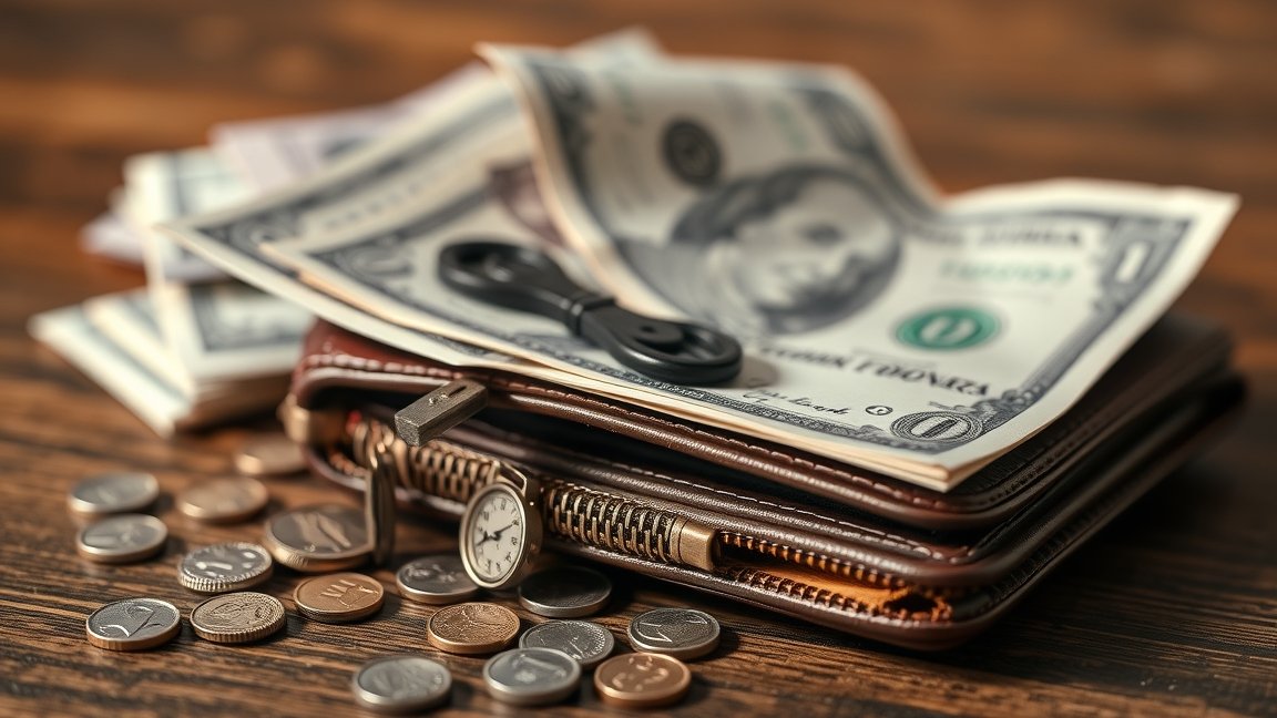 Pénztárca készpénz és érmék a gazdasági recesszió alatt