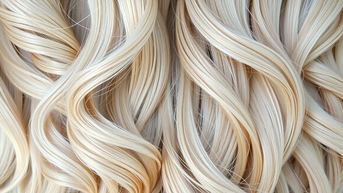 Gyönyörű szőke haj fürtjei, egészséges és fényes megjelenéssel.