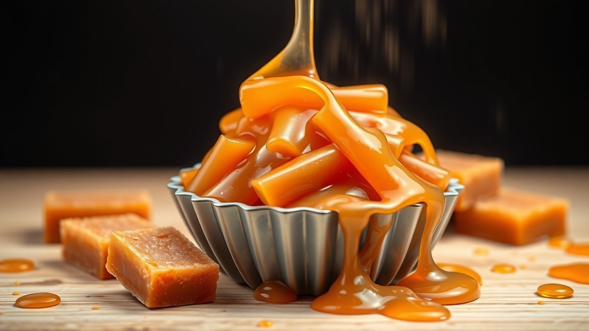 Szulfitos ammóniás karamell készítmény tálban