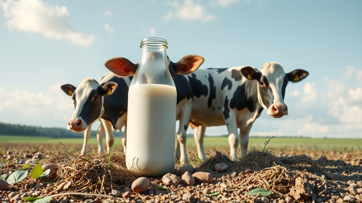 Tej üveg és tehenek a mezőn, tejfogyasztás kontextusában