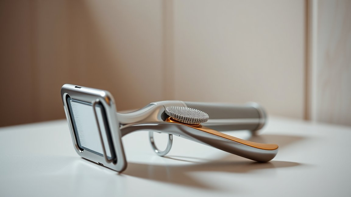 Elegáns borotva modern dizájnnal az asztalon