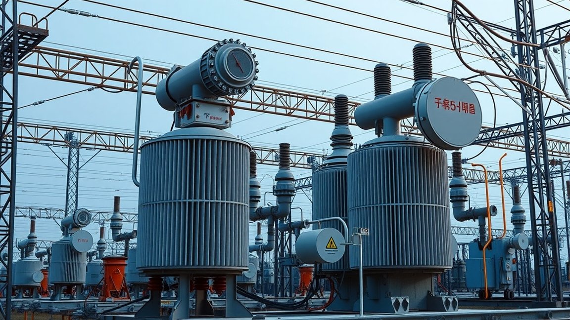 Transzformátorok egy villamosenergia-átalakító állomáson