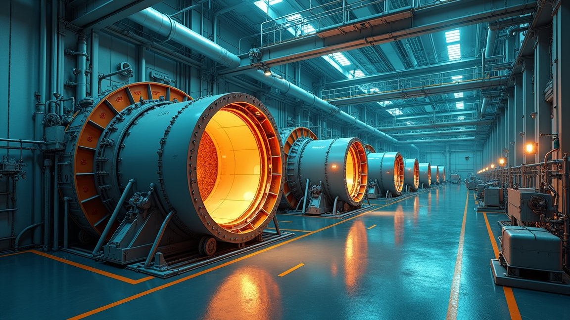 Reaktorok és hűtőrendszerek az atomerőmű belső térben