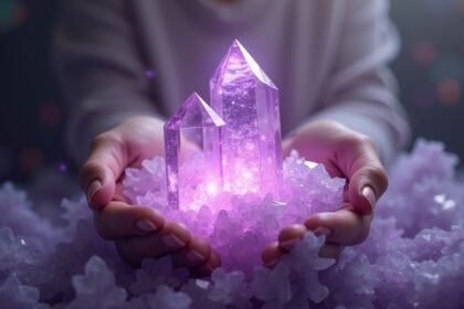 Ametiszt kristályok, amelyek erősítik a spirituális fejlődést és a lelki egyensúlyt.